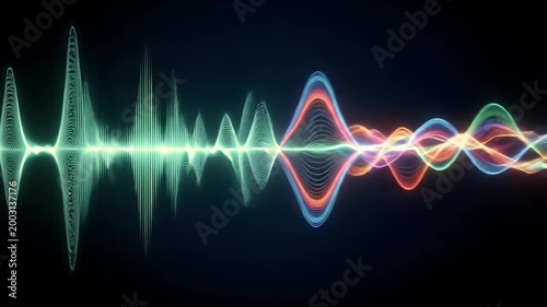 Colorful digital audio frequency wave visualization animation