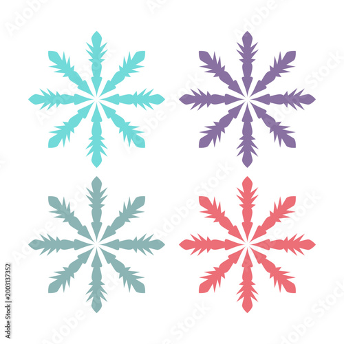 COLORFUL XMAS SNOWFLAKES DESIGN ELEMENTS VECTOR