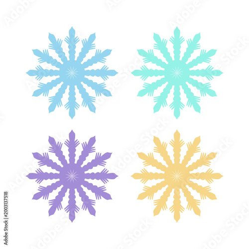 COLORFUL XMAS SNOWFLAKES DESIGN ELEMENTS VECTOR