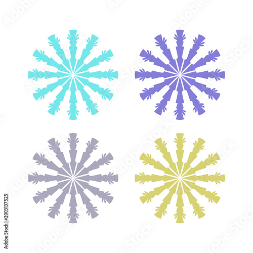 COLORFUL XMAS SNOWFLAKES DESIGN ELEMENTS VECTOR