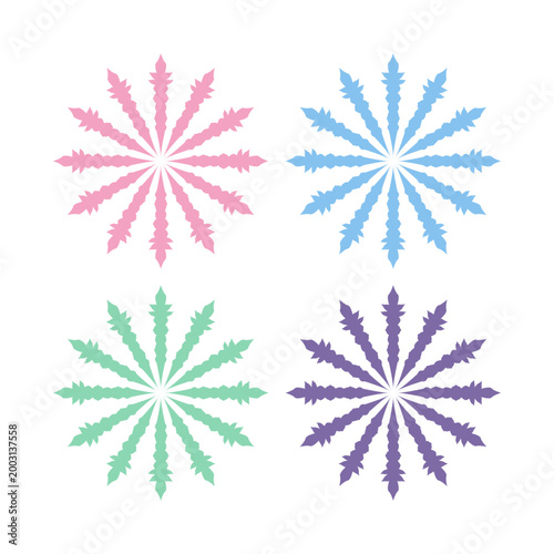 COLORFUL XMAS SNOWFLAKES DESIGN ELEMENTS VECTOR
