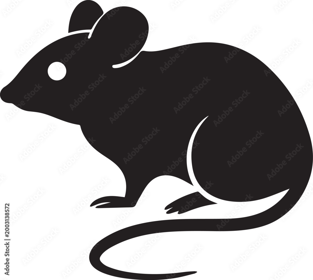 Obraz premium Rat and mouse silhouette vector, black and white silhouette vector illustration