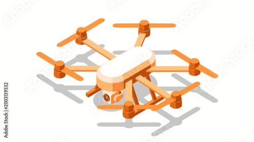 An innovative orange drone is depicted from an aerial view, showcasing its advanced design and technology, ideal for applications in photography, delivery, and surveillance.
