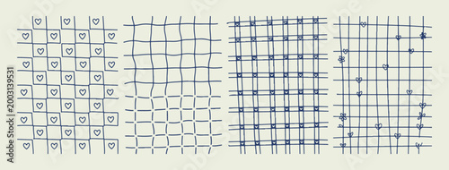 Fotografía Minimalist grid pattern design, decorative plaid line art, hand drawn texture co