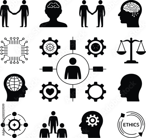 Grid of black and white representing human interaction and technology vector illustration EPS PNG file