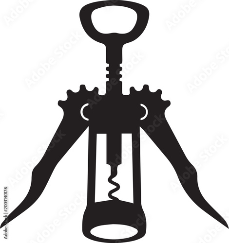 Schilderij op canvas bottle opener silhouette vector, black and white silhouette vector illustration