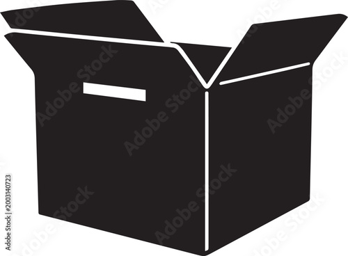 Cardboard box silhouette vector, black and white silhouette vector illustration