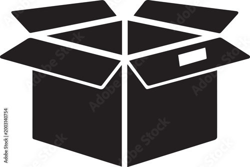 Cardboard box silhouette vector, black and white silhouette vector illustration