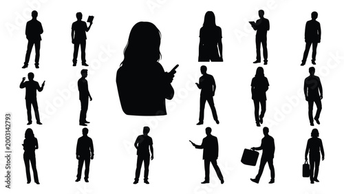 collection of people silhouettes using mobile phones isolated on a white background high quality professional detailed modern elegant stylish clean crisp
