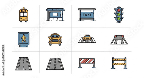 Schilderij op canvas Road construction signs and barriers.