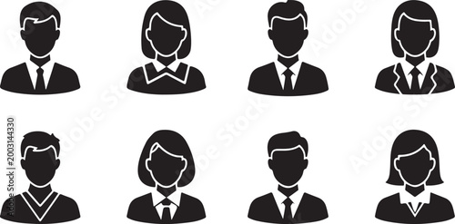 Black and white of eight businessmen in suits with neckties businessman formal attire