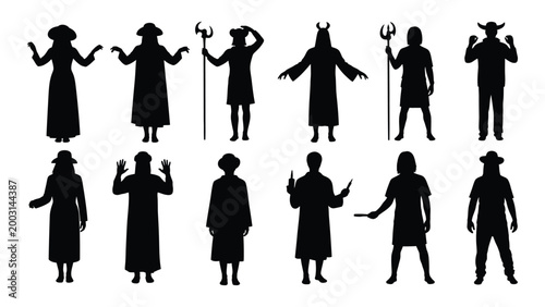 halloween character silhouettes collection spooky figures in black isolated on white background high quality professional detailed modern elegant stylish clean crisp