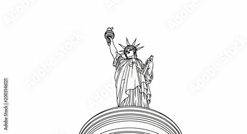 Stylized line art of a majestic monument on a pedestal