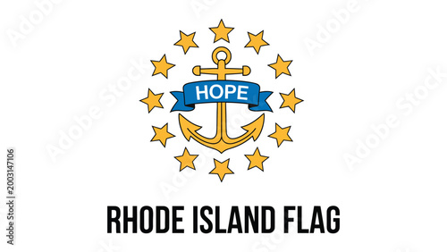 Fotografie rhode island state flag illustration featuring anchor with hope ribbon and thirt