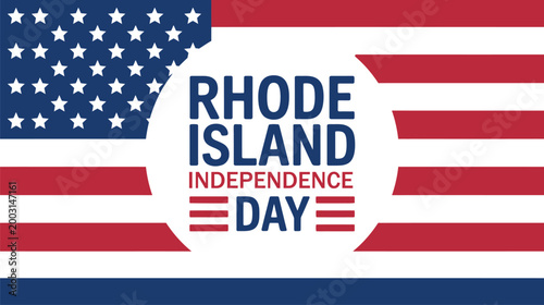 rhode island independence day patriotic banner featuring stylized usa flag with bold typography design representing american pride freedom unity celebration national holiday concept