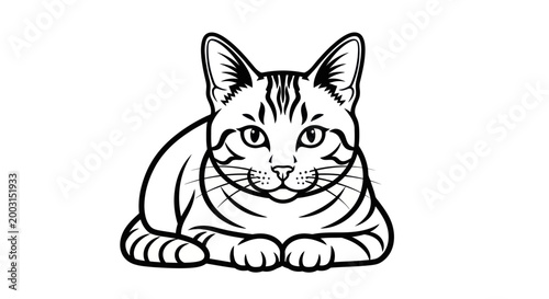 Cuadro en lienzo A black and white line drawing of a tabby cat.