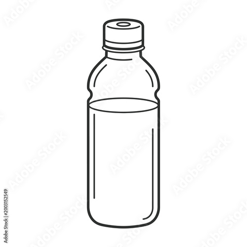 Water bottle with screw on cap line drawing for thirsty people