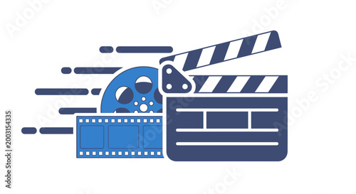 Photos Film Clapper Board Icon Graphic Design.
