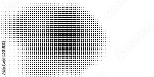 Dotted halftone texture background. Black and white pop art gradient overlay. Fading grunge gritty noise wallpaper. Weathered pixelated comic backdrop. Vector bitmap subtle vanishing surface