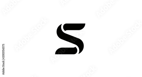 Abstract black and white letter s graphic design on isolated background