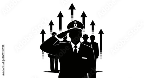 Police Officer Saluting in Black.