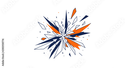 Abstract geometric explosion with dynamic shattered fragments