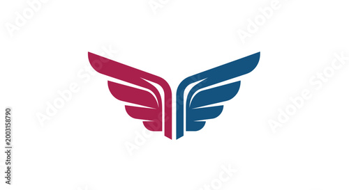 Free Download Modern Abstract Wing Logo Design in Red and Blue - GFXLoad