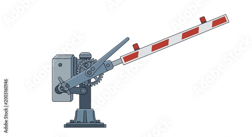 Industrial mechanical barrier gate for access control and traffic regulation. EPS Editable. Vector Illustrations.