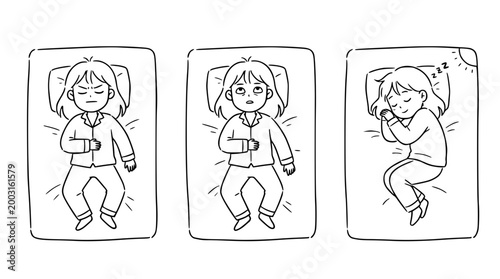 Character Contemplating Sleep: Illustrative Expression in Black and White