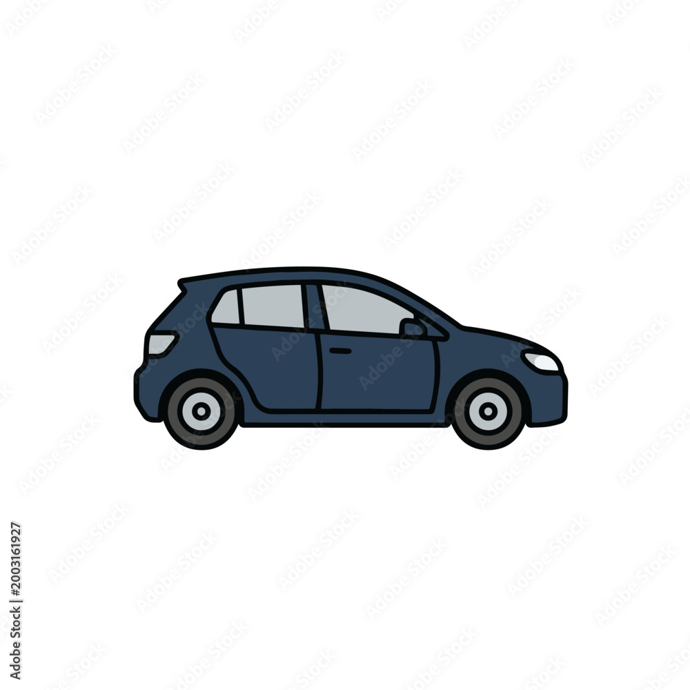 Fototapeta premium Compact Car Icon Flat Vector Illustration, Small City Vehicle Symbol Minimal Automotive Design