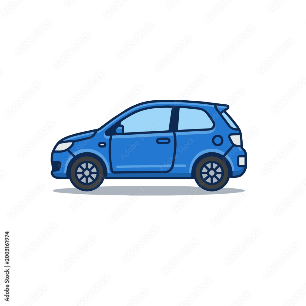 Fototapeta premium Compact Car Icon Flat Vector Illustration, Small City Vehicle Symbol Minimal Automotive Design