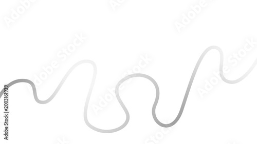 Animated silver tape appear and disappear. Decorative line with smooth. Looped video. Linear vector illustration isolated on white background.