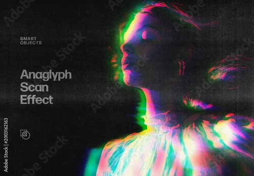 Glitch Scan Photo Effect – Anaglyph for Album Cover & Social Media (PSD)