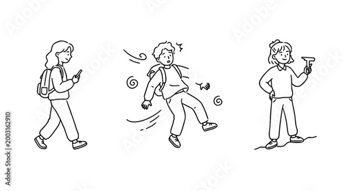 Character Walking and Using Phone in a Daily Routine Sequence