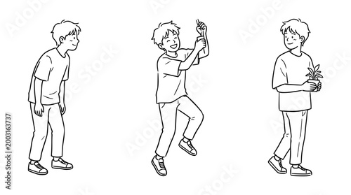 Charming character sketches showcasing moments of joy and play