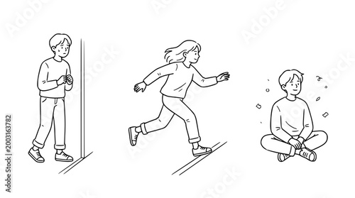 Child Characters in Motion Expressing Various Emotions and Actions
