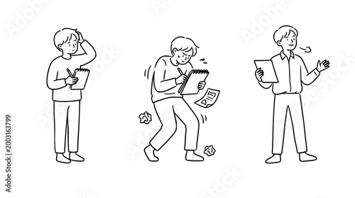 Character passionately creating ideas in a sketchy and expressive way.