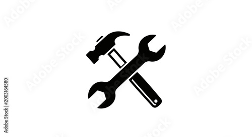 Tools Icon Hammer Wrench Combination.