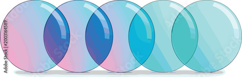 Translucent Gradient Sphere Row with Glossy Glass Texture and Overlapping Circular Shapes for Modern Tech Branding Creative UI Design and Contemporary Abstract Backgrounds