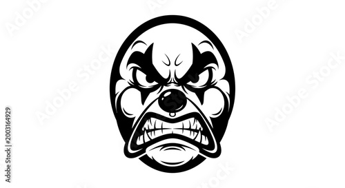 Angry dog face with sharp teeth.