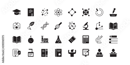 Collection of Academic and Scientific Symbols in Flat Style