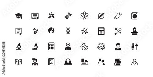 Vector Graphic Set of Education and Laboratory Icons