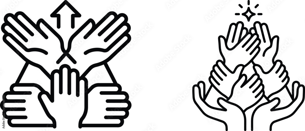 Obraz premium Teamwork icon hands united in collaboration symbol of support success