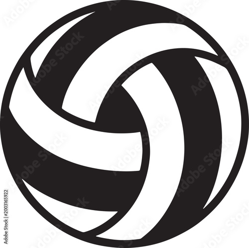 Volleyball ball stylized black silhouette isolated on transparent background vector. Vector illustration