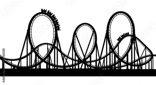 Roller coaster silhouette a thrilling ride against a white background