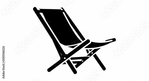 Black Folding Beach Chair Silhouette.