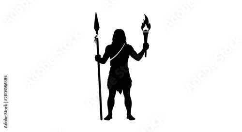 Silhouette of a mythical creature warrior.