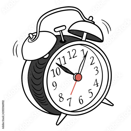 Ringing black and white alarm clock
