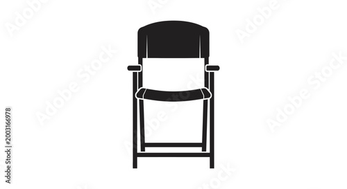 Black Folding Chair with Armrests.