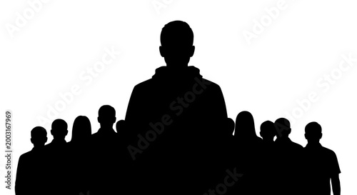 Silhouette of a standing man leading.